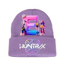 1pc KPOP Witch Hunting Girl Group Letter Knitted Beanie, Fashionable Cuffed Printed Knitted Hat