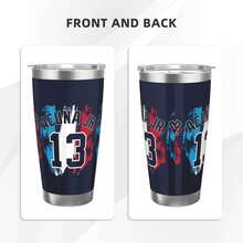 304 Stainless Steel Double Silver Edge Vacuum Insulated Drum 340g - Reusable Travel Cup With Stainless Steel Straw - This Is A Stainless Steel Water Cup About The Ronald Acuña Jr Theme - Leak Proof, Sweat Proof, Can Maintain Hot And Cold Temperatures For Hours, Frees Of Bisphenol A, Suitable For Car Cup Holders, Very Suitable For Match Days, Sports Events, Commuting, Office Rest And Outdoor Activities, Durable Double Wall Structure Fashionable Fan Gift - Silver - View 2