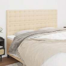 vidaXL Tête de lit Crema 160x5x118/128 cm Tessuto - Beige - Visualizzare 1