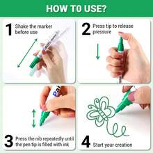 12支装永久性油性马克笔套装，速干防水马克笔，适用于在岩石、玻璃、织物、陶瓷、木材、金属、马克杯、塑料、石头等材质上绘画，圣诞节艺术和工艺品用品 - 12pack mix color - 查看 4