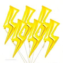 5pcs Gold Lightning Bolt Shaped Balloons, Suitable For Birthday, Wedding, Party Decorations, Fashion & Accessories - 彩色 - 查看 1