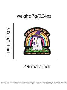 1 Pc Social Slacking Theme Enamel Pin "FOR MY NEXT TRICK I WILL FORGET TO RESPOND" Self-Deprecation Quote Ghost Wizard Hat Rainbow Elements Fun Design Brooch For Clothing Backpack Ideal For Social Humor And Meme Culture Enthusiasts - Multicolor - View 3