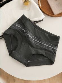 5条装女士费尔岛风格雪花/爱心/格子/鹿图案针织舒适全包臀不勒痕内裤 - 彩色 - 查看 2