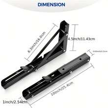 2 Pcs 10/12 Inch Folding Shelf Brackets - Matte Black Collapsible Heavy Duty BracketsWall Mounted Shelf Brackets For Table, Space Saving DIY Bracket For Table Bench - Space Saving - Black - View 10