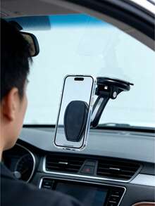 1pc Magnetic Car Phone Holder, Windshield Phone Mount, Car Phone Holder For Navigation, Compatible With Most Windshield Phone Holders, Suction Cup & Clip-On Design - A - View 4