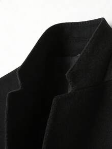 Tucano Men's Black Single-Breasted Suit, Classic Notched Lapel, Single-Button Design, Wool Fabric, Slim Fit, Suitable For Office, Business Meetings, Daily Commute And Other Occasions. - Black - View 3