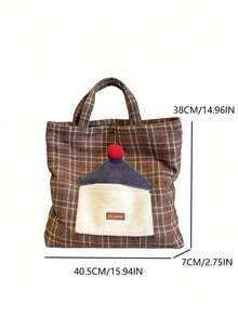 Túi đeo vai cỡ lớn kiểu Hàn Quốc tối giản kẻ caro, đa năng, thích hợp cho công sở, đi làm, đi mua sắm. - Nhiều màu - Xem 5