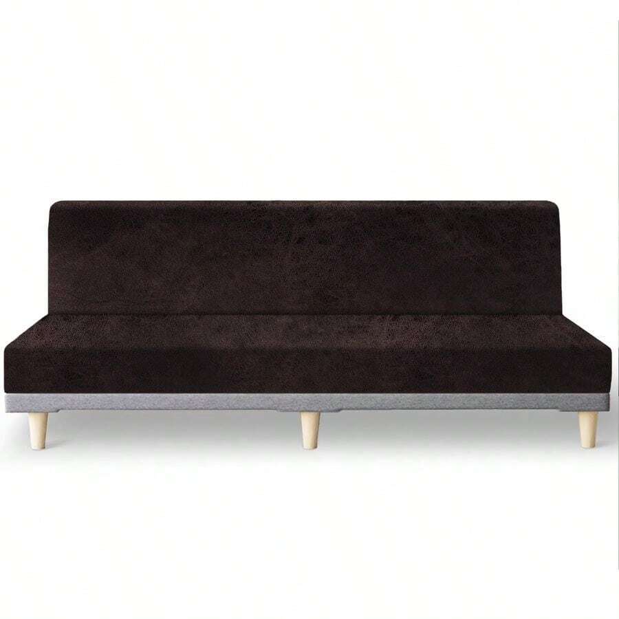 Funda de futn elstica de piel sin brazos, protector de muebles con parte inferior elstica, funda de futn suave y lavable para sof cama X ms grande, chocolate - XGrande06chocolate - Ver 1