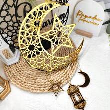 1pc Acrylic 3D Wind Chime Hanging Decor, Star & Moon Mirror Ornament, Children's Room Decoration, Ramadan Blessing Accessory - Multicolor - View 10