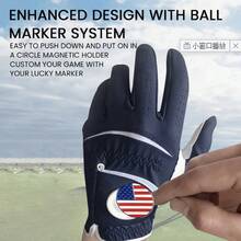 Double Pack Men's Golf Gloves, Suitable For Both Hands, Made Of High-Quality Materials With Ball Markings, Durable And Stable Grip, Anti Slip Design In The Thumb And Palm Areas, Essential For Perfect Swing, Available In Dark Blue Khaki Color - 紅色 左-L - 查看 4