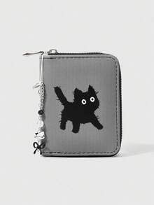 Gothic Gray Background Black Cat Bow Design Cute & Versatile Card Holder Wallet For Women Wallet Mini Wallet Purse Wallet Small Wallet Cute Wallet Cute Stuff Money Wallet - Multicolor - View 1