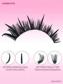 262pcs DIY Manga Fairy Lash Clusters & Spikes, Wispy Thick False Eyelashes For At-Home Makeup,Lash Glue Not Included - Pink - View 7