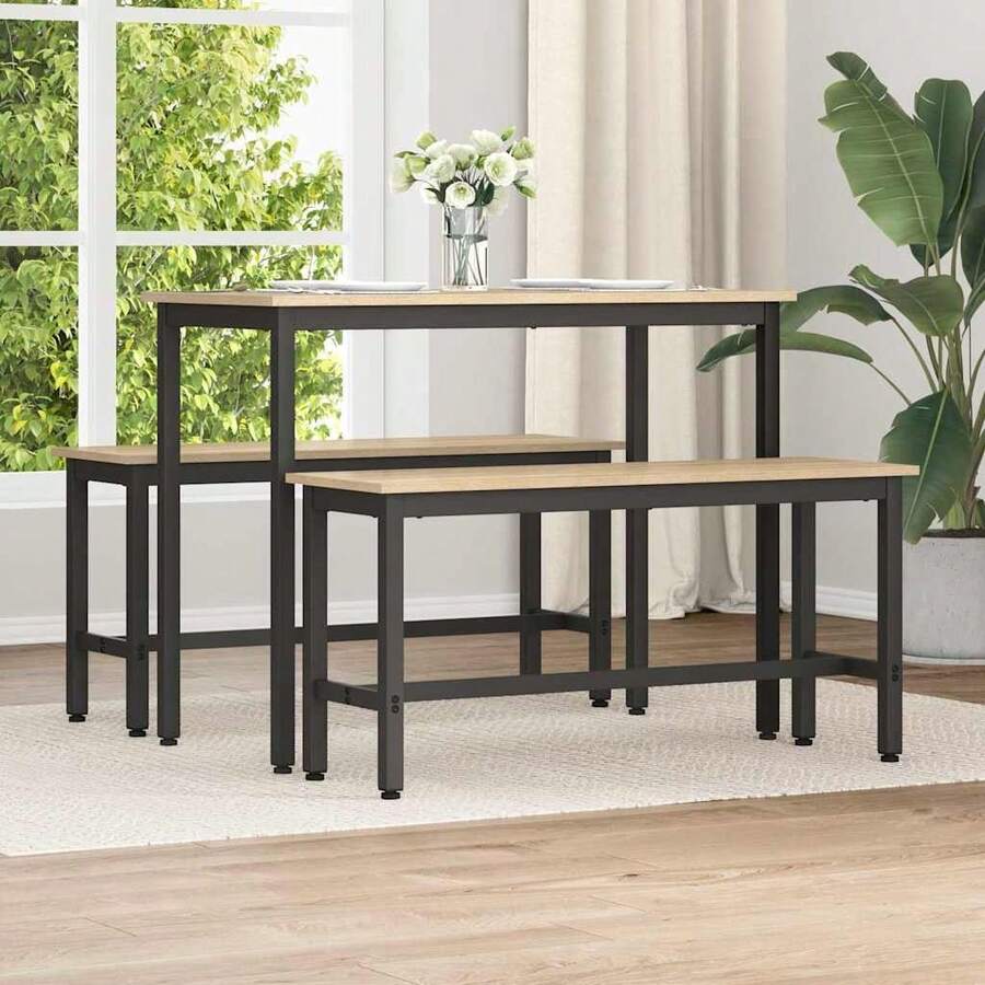 vidaXL Panca per sala da pranzo 2 pz Chêne Sonoma 100 x 32,5 x 48,5 cm - Castano - Visualizzare 1