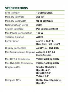 Nvidia Quadro P5000 16GB GDDR5X ECC Workstation Graphics Card, 4x DisplayPort & DVI, VR Ready, Dual Slot Full Height, Ideal For 8K Video, 3D Rendering & AI (OEM Packaging) - P5000 16G - View 5