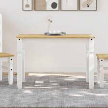vidaXL Mesa de manjedoura  branca 112x60x75 cm pino madeira maciça - Branco - Ver 1
