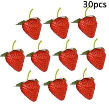 10-50颗仿真草莓，塑料材质，逼真水果模型，适用于家庭厨房、水果店展示 - 彩色 - 查看 9