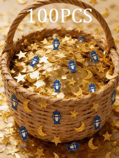 Shiny Star & Moon Confetti - Gold & Silver Glitter Paper And Foil Mix, Star & Moon Metallic Foil Confetti Tabletop Decor, Dreamy Moon And Stars Combination, For Table Decor, Party Decor, Home Decor, Room Decor, Suitable For Festivals, Birthdays, Weddings, Ramadan, Eid, Holidays, New Year And All Celebrations