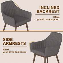Lifezeal Dining Chairs Set Of 2 Upholstered Accent Chairs With Comfy Padded Backrest Beige/Black/Gray - 灰色 - 查看 7
