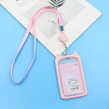 1pc Creative Little Cat Student Campus Card Holder Retractable Bus Card Holder Lanyard Meal Card Access Card ID Card Holder - Mèo con màu xám - Xem 8