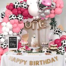 122pcs Western Cowgirl Balloon Set, Includes Cowboy Hat, Cowboy Boots And Foil Bull Pattern Balloons. Suitable For Birthday Party, Bachelorette Party, Western Cowgirl Themed Party, Farm Party Decor, Home Decor, Etc. - Multicolor - View 4