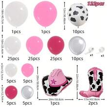 122pcs Western Cowgirl Balloon Set, Includes Cowboy Hat, Cowboy Boots And Foil Bull Pattern Balloons. Suitable For Birthday Party, Bachelorette Party, Western Cowgirl Themed Party, Farm Party Decor, Home Decor, Etc. - Multicolor - View 5