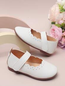 Infant Flat Hook And Loop Casual Shoes, Simple Design Girls Comfortable Versatile Leather Shoes - White - View 5