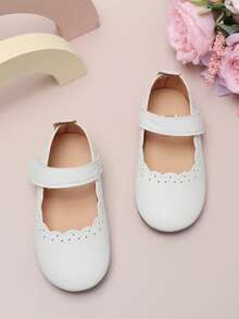 Infant Flat Hook And Loop Casual Shoes, Simple Design Girls Comfortable Versatile Leather Shoes - White - View 3
