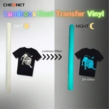 CHEONET 夜光热转印乙烯基卷材 - 30x30厘米，30x100厘米，适用于T恤、DIY服装、热压印花、工艺材料