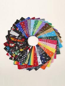 1pc Women's Fashion Paisley & Skull Print Bandana, Minimalist Casual Versatile Headscarf, Suitable For All Seasons - Black - View 4