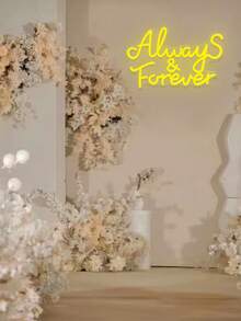 1 Peça Placa de Neon "Sempre e Para Sempre", Luz de Parede a LED USB Alimentada para o Dia dos Namorados, Lâmpada Decorativa para Proposta, Casamento, Data, Quarto, Festa, Decoração de Feriado - luz policromática - Visão 5