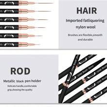 Nail Art Liner Brushes, 6Pcs Painting Nail Art Brush Set Nail Dotting Drawing Tool For Long Lines, Thin Details, Fine Drawing - Multicolor - View 3