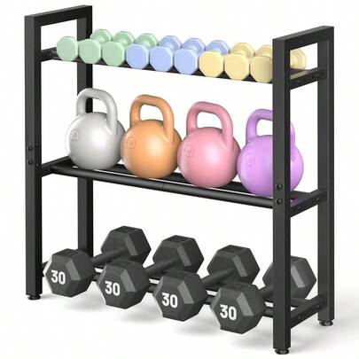 Rack Stand Only, Weight Rack For Home Gym, HeavyDuty Kettlebell Rack, 3 Tier Adjustable Weight Storage Racks, SpaceSaving Home Gym Organizer