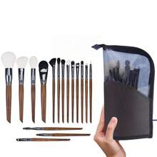 16pcs Premium Animal Hair Makeup Brushes Set With PU Pouch, Includes Powder Brush, Contour Brush, Blush Brush, Face Mask Brush, Fan Highlighter Brush, Concealer Brush, Highlighter Brush, Large Eyeshadow Blending Brush, Detail Blending Brush, Angled Eyeshadow Brush, Small Detail Brush, Large Eyeshadow Brush, Lip Brush. Chosen Skincare Tools, Selected Premium Soft Fibers Won't Irritate Skin - Redwood - View 10