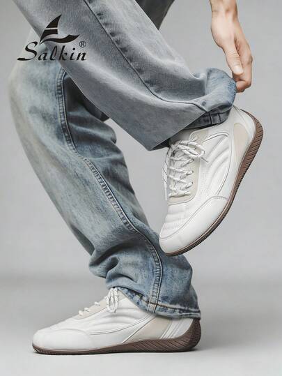Salkin New Designer Men's Sports Shoes Lace Up Minimalist German Army Trainers (GAT) Men Casual Shoes Back To School Student Shoes Youth College Style Training Shoes Gym Outdoor Walking Shoes Retro German Sports Shoes Inspired By Classic Retro Shoes Perfect For Daily Wear