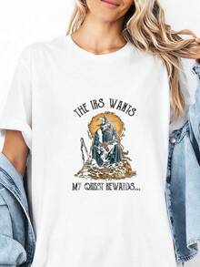 The IRS Wants My Mission Rewards - Funny Wizard T-Shirt - White 6 - View 2
