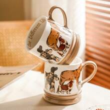 陶瓷马克杯，创意高端复古狗狗可爱艺术小众高品质茶杯水杯 - 彩色 - 查看 3