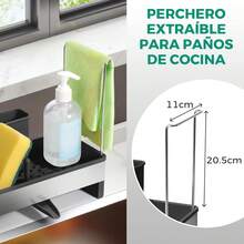 ¡RecomendadoSoporte para Esponja para Fregadero de Cocina con Bandeja de Drenaje, Porta Esponja para Fregadero de Acero Inoxidable con Portacepillos y Escurridor de Paño de Cocina Organizador de Fregadero Cocina¡Top de Temporada - Negro - Ver 8