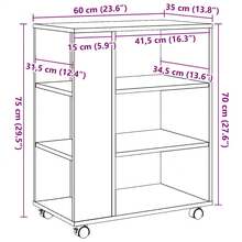 vidaXL Rollkleiderschrank, Antikholz-Optik, 60 x 35 x 75 cm, Holzwerkstoff - Braun - Übersicht 10