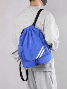 1个大容量抽绳运动背包，时尚健身包，带内袋，防水耐用的尼龙牛津布面料，底部鞋仓，侧面网袋，宽抽绳设计，男女皆宜，是足球、篮球、旅行、瑜伽、游泳、骑行的理想之选，也可作为单肩包使用。 - 彩色 - 查看 14