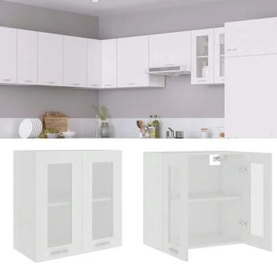 vidaXL vitrina suspendida "Lyon" Blanc 60 x 31 x 60 cm Bois d'ingénierie