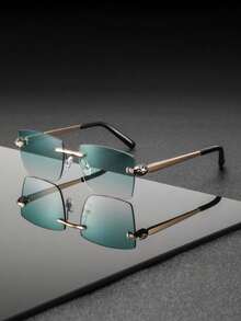 一副男士金属框矩形商务休闲时尚眼镜，适合商务旅行、行业会议、客户拜访等场合。 - 彩色 - 查看 12