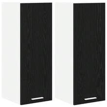 vidaXL Armoire suspendue 2 pcs Chêne noir et Blanc 30 x 31 x 80 cm - Noir - Voir 2