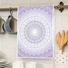 2pcs Lavender & White Mandala Kitchen Towels & Dishcloths - 16x24 Inch Large Polyester Cloths, Decorative & Absorbent For Cooking, Baking, Dish Drying, Contemporary Purple Border Design, Machine Washable, Cooking Towel, Baking Towel, Stylish Kitchenware, Highquality Cloth, Durable Material, Multipurpose Cloth, Home Cooks, Housewarming Gift For Birthday Anniversaries, Valentine's Day, Thanksgiving, Christmas, Halloween, Wedding, New Year Gifts Provide, Ideal Gifts For Her, Him, Family Members, Boyfriends, Girlfriends, Fathers, Family Members, Mothers, Lovers, Daughters, Sons, Grandfathers, Grandmothers, Friends, Classmates And Pets KitchenTowel, Kitchen Sofa, Bed, Car, Bedroom, Living Room, Office, Outdoor Camping, Beach, Wall Decoration, Bedroom Decor, Fall Decor, Fall Decorations For Home, Christmas Party Theme KitchenTowel, Christmas Decor - 白色 - 查看 5