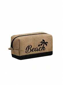 Beach Themed Tote Bag Set With "Beach" Lettering And Palm Tree Graphics. This Fashionable Foldable Beach Bag Is Perfect For Swimming And Beach Trips. It Can Also Be Used As A Women's Shoulder Bag, Grocery Shopping Bag, Or Multipurpose Storage Bag. Chic Commuter Handbag - Multicolor - View 13