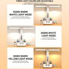 Dual-Head Rotating Lamp With LED Digital Display, Shows Time & Temperature, 180° Rotatable Lighting, Pen Holder, Suitable For Study, Reading, Office - White Light - View 7