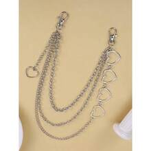 Heart And Chain Decor Layered Trouser Chain Halloween Valentine's Day Valentines Summer School Fall Autumn Halloween - 銀色 - 查看 2