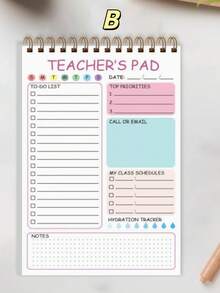 50-Page Spiral Bound Planner Notebook - Multifunctional Sections - To-Do List Organizer - Teacher's Daily Planner - Notes And Task Management - Multicolor - View 6