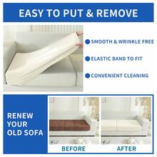 YSTYLE 1 Piece Solid Color Sofa Cover, Modern Stretch Polyester Universal Non-Slip Washable Soft Stain Resistant Sofa Cushion Covers For Living Room - Beige - View 7