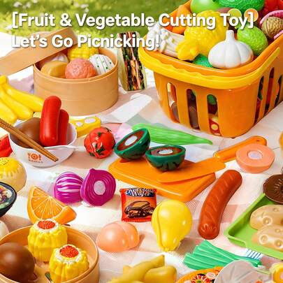 Baby Fruit Cutting Toy, Educational Playset, Can Cut Vegetables & Fruits, No Food Contact, Imitation Kitchen Utensils, No Sharp Edges