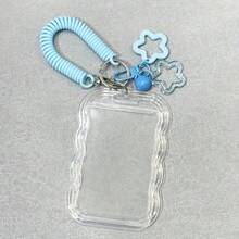 Heavy Duty Retractable Badge Reel With Keychain & Wrist Strap, Secure Locking Clear PVC ID Card Holder, Anti-Theft Badge Case For Students & Office, Ideal Back-To-School Gift Set - Màu xanh lam - Xem 5